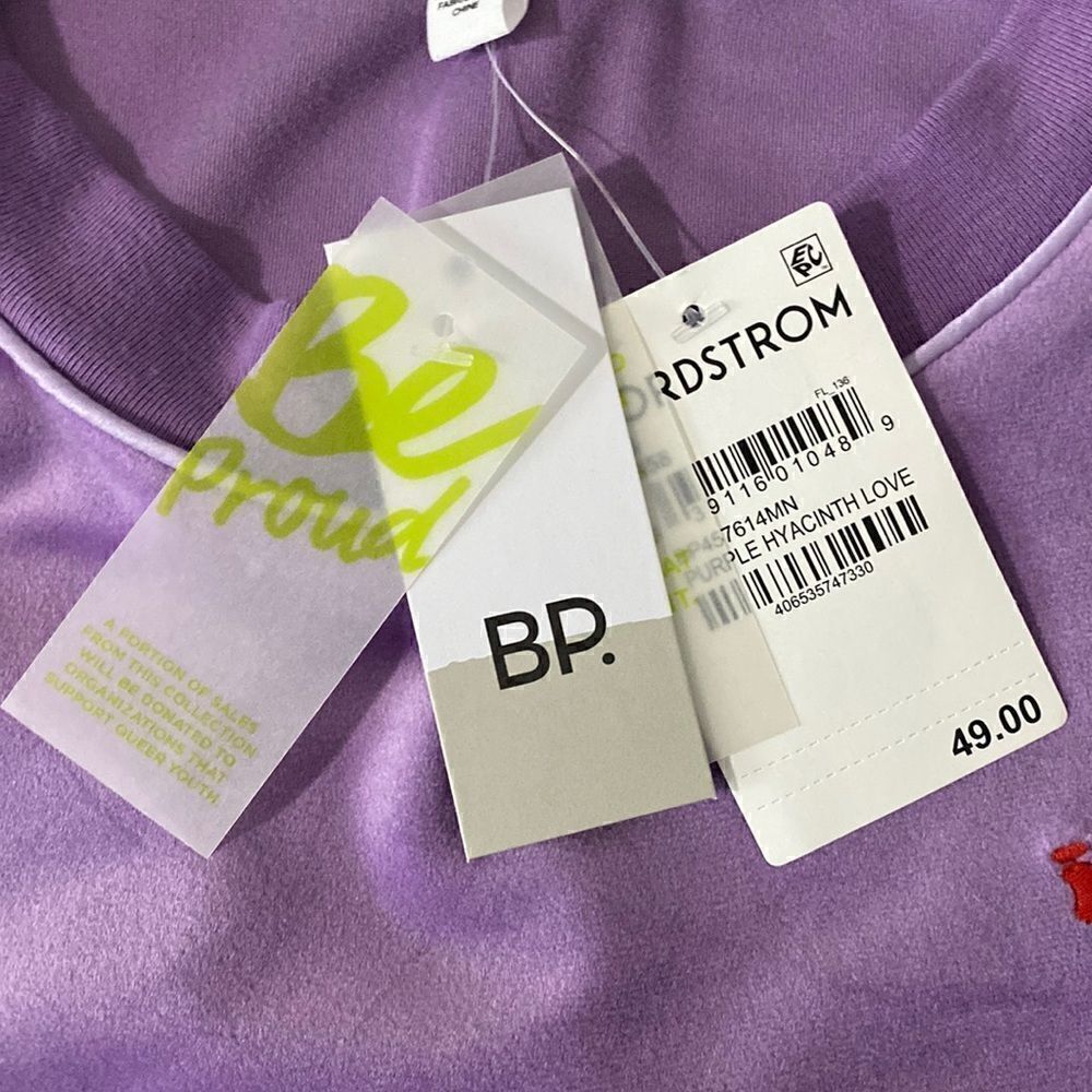 BP. Be Proud Gender Inclusive Pride Velour Sweatshirt Small Purple Hyacinth Love - Picture 3 of 6